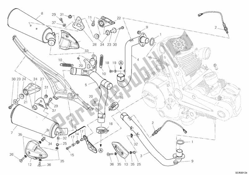 Todas as partes de Sistema De Exaustão do Ducati Monster 696 USA 2008
